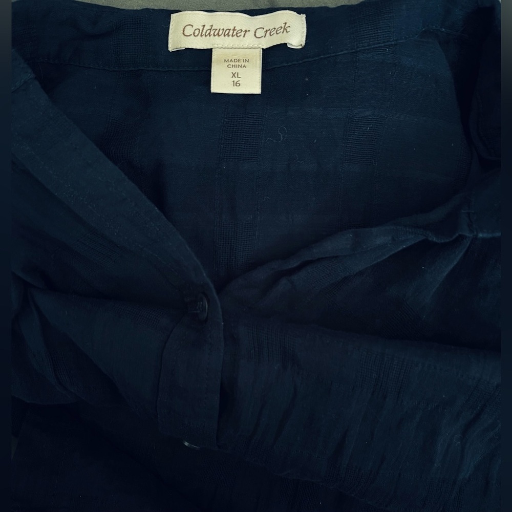 ColdWater Creek Blue Blouse Top, Button Up, 3/4 Length Sleeves; Size XL (16) - Picture 4 of 9